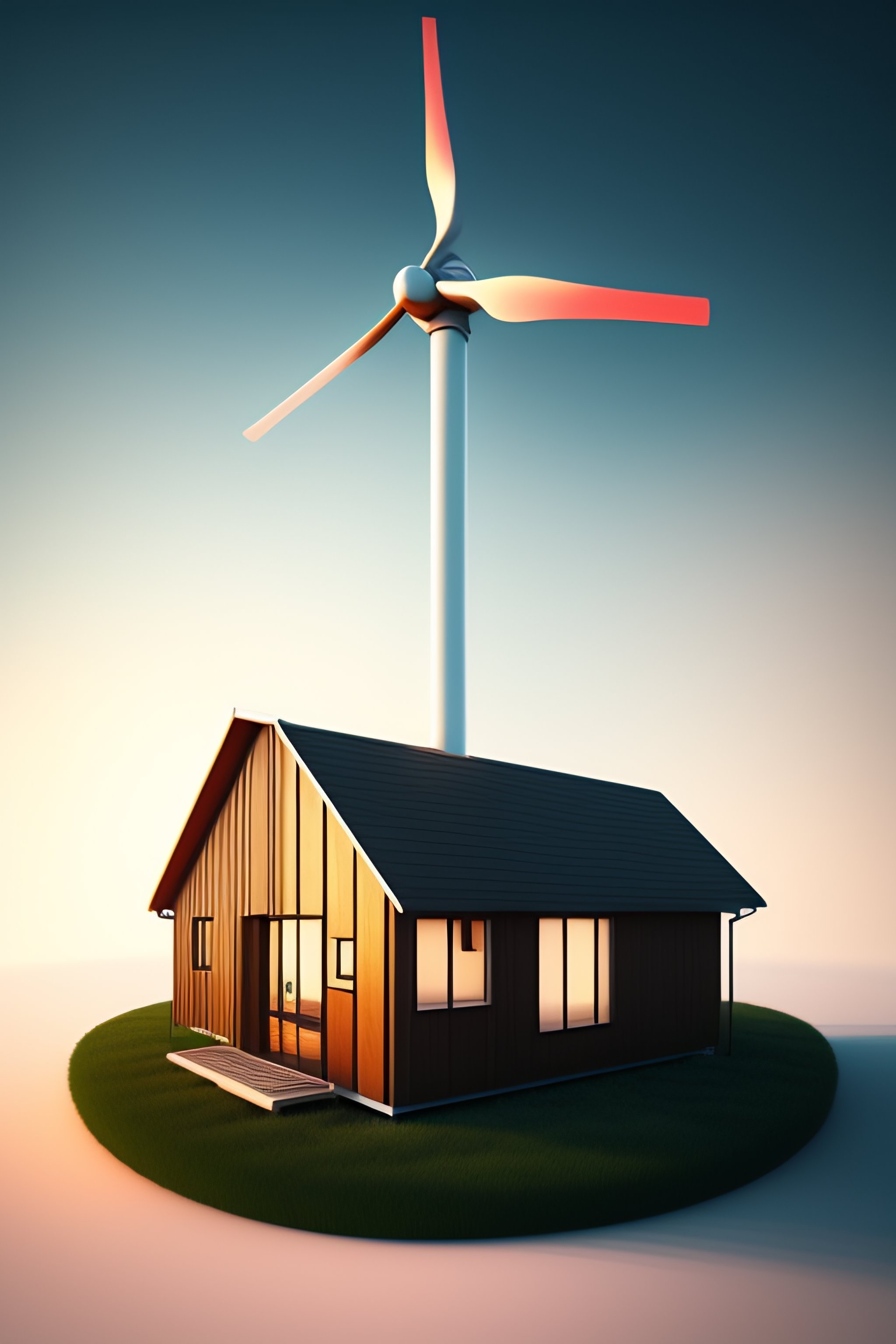 house with a wind turbine